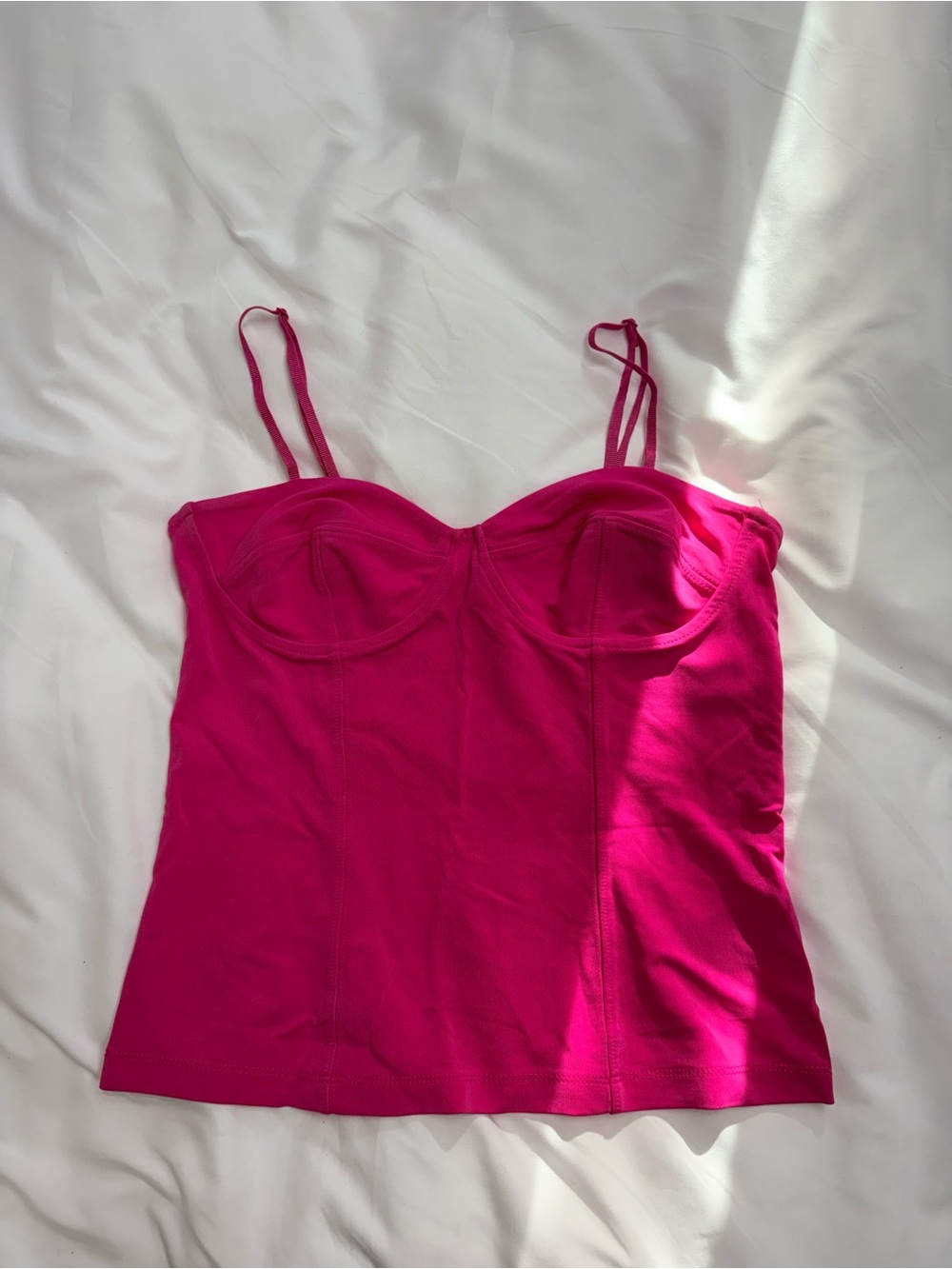 Aritzia Fitted Bustier Tank Top in Hot Pink